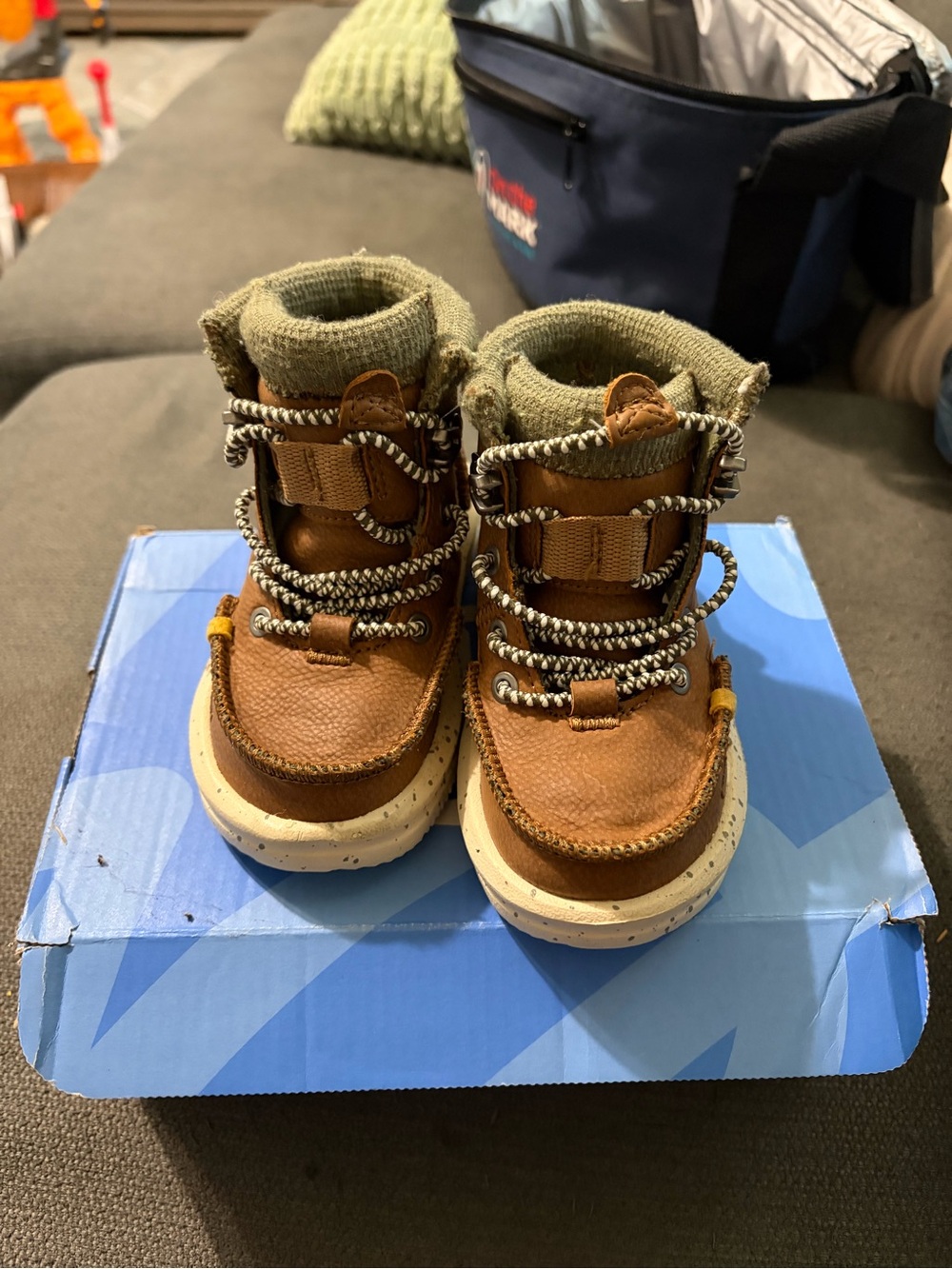 Hey Dude Brown & Olive Kids Casual Hiking Boots